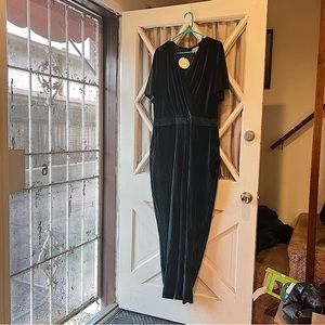 Plus Size Lindy Bop Green Velvet Jumpsuit